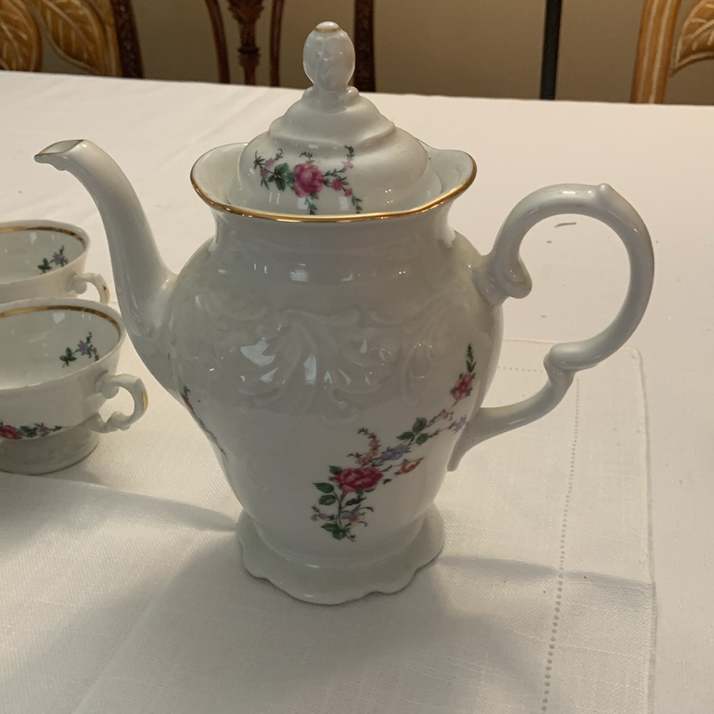 Vintage Royal Kent Poland Bavarian Rose tea/coffee Pot set. - Picture 10 of 13